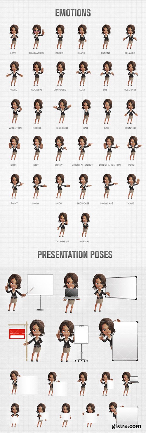 African American Businesswoman Cartoon Character Ultimate Set