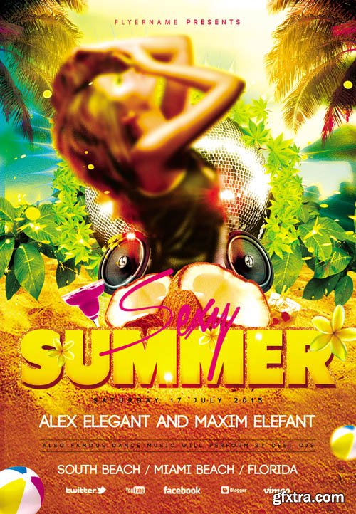 Sexy Summer Club Flyer PSD Template