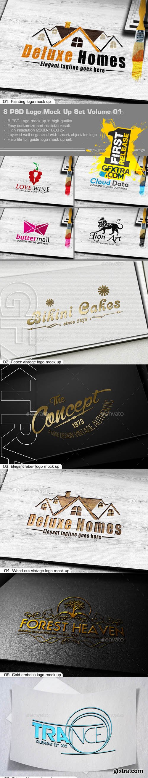 8 PSD Logo Mock Up Set Volume 01 - GraphicRiver 9755268