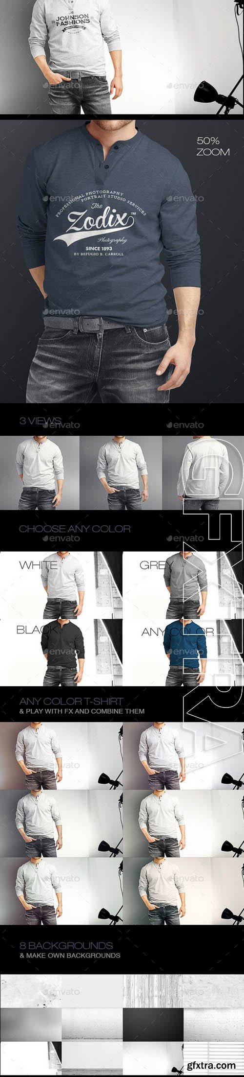 Man Longsleeve Shirt Mock-up - GraphicRiver 9610861