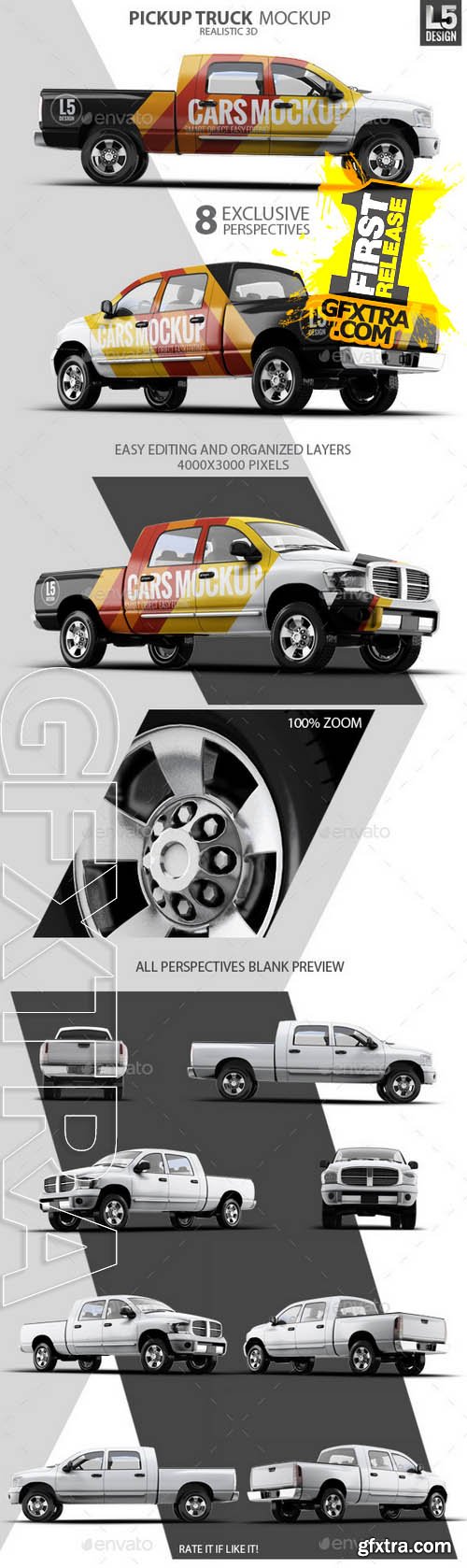 Pickup Truck Mock-Up - GraphicRiver 10270078