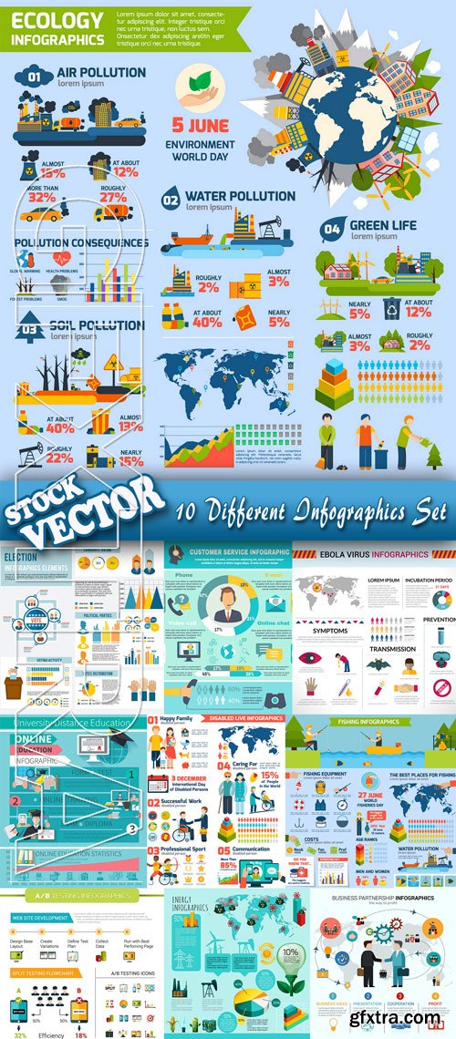 Stock Vector - 10 Different Infographics Set