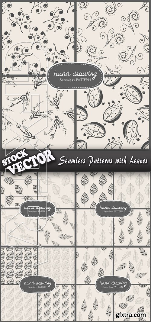 Stock Vector - Seamless Patterns with Leaves