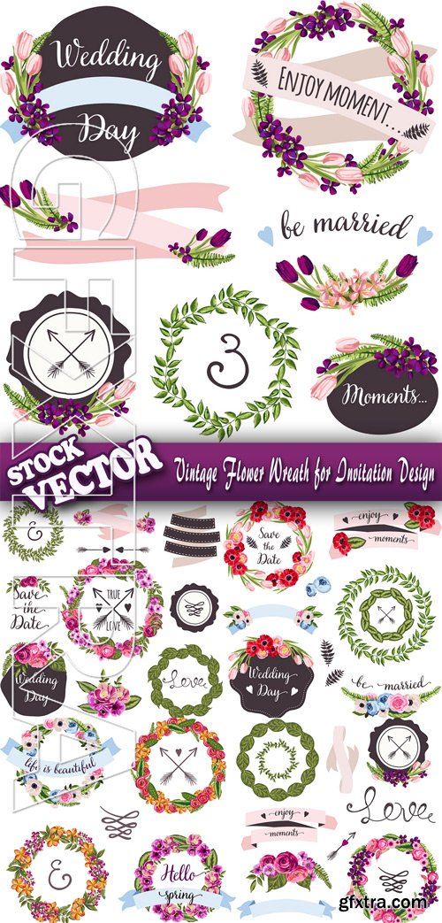 Stock Vector - Vintage Flower Wreath for Invitation Design