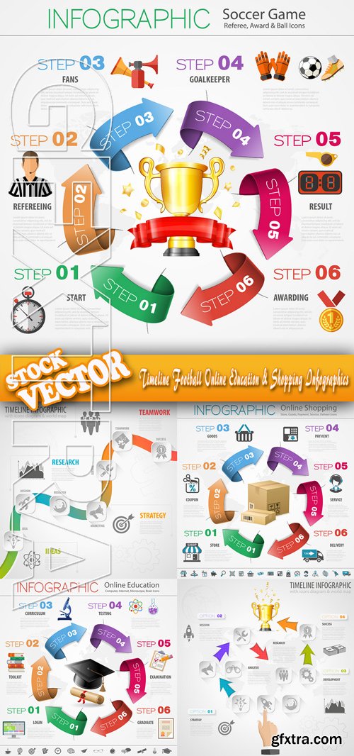 Stock Vector - Timeline Football Online Education & Shopping Infographics