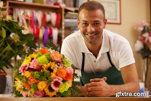 Man with flowers