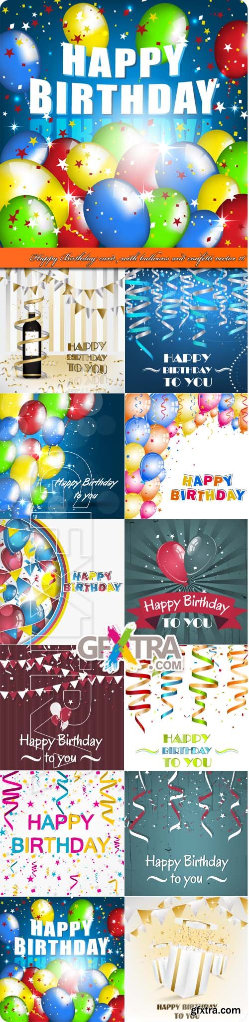 Happy Birthday card with balloons and confetti vector 16