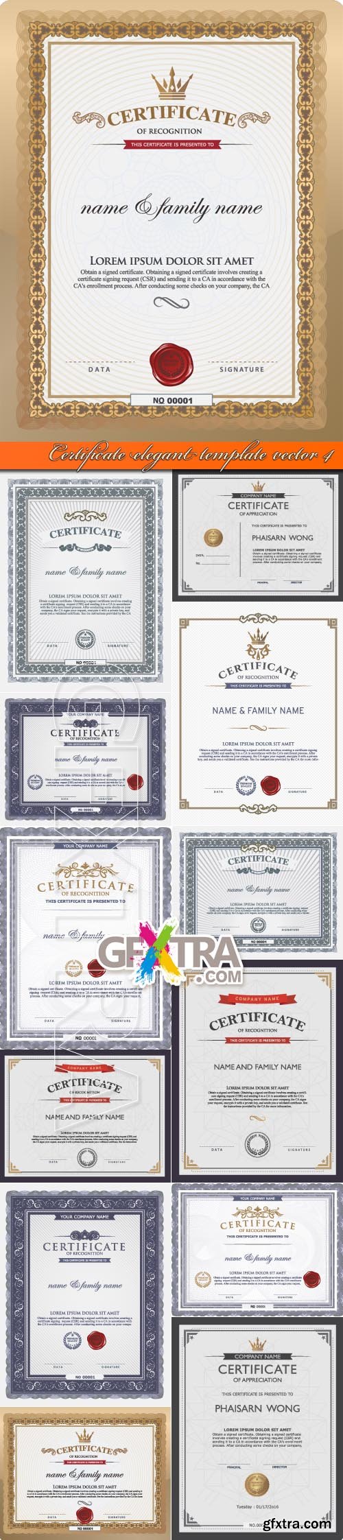 Certificate elegant template vector 4