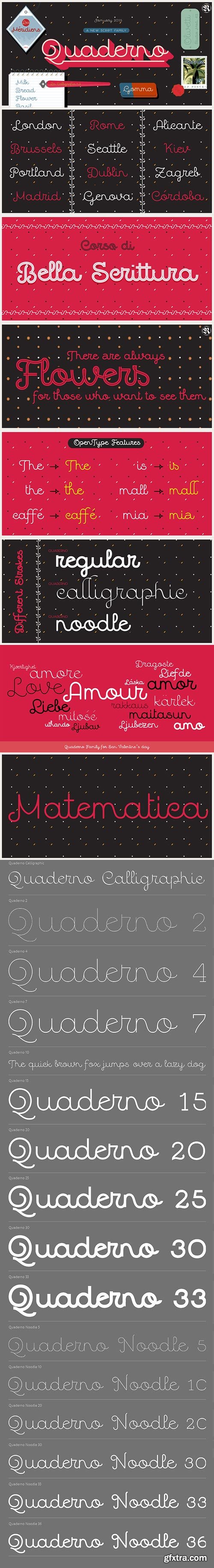 Quaderno - Monolinear Upright Script 16 Fonts $189 NEW!