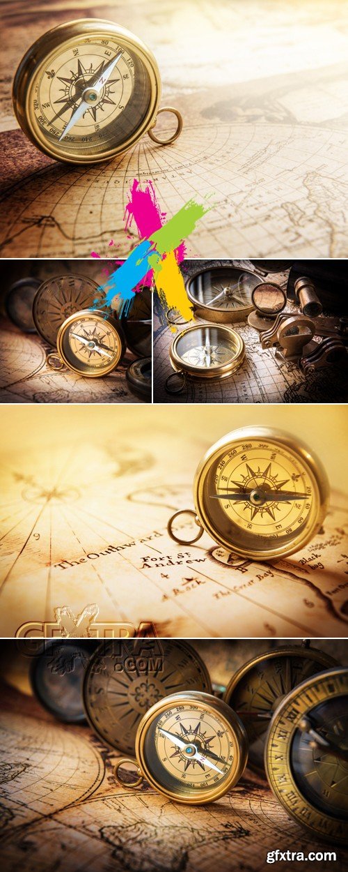 Stock Photo - Vintage Backgrounds with Compass