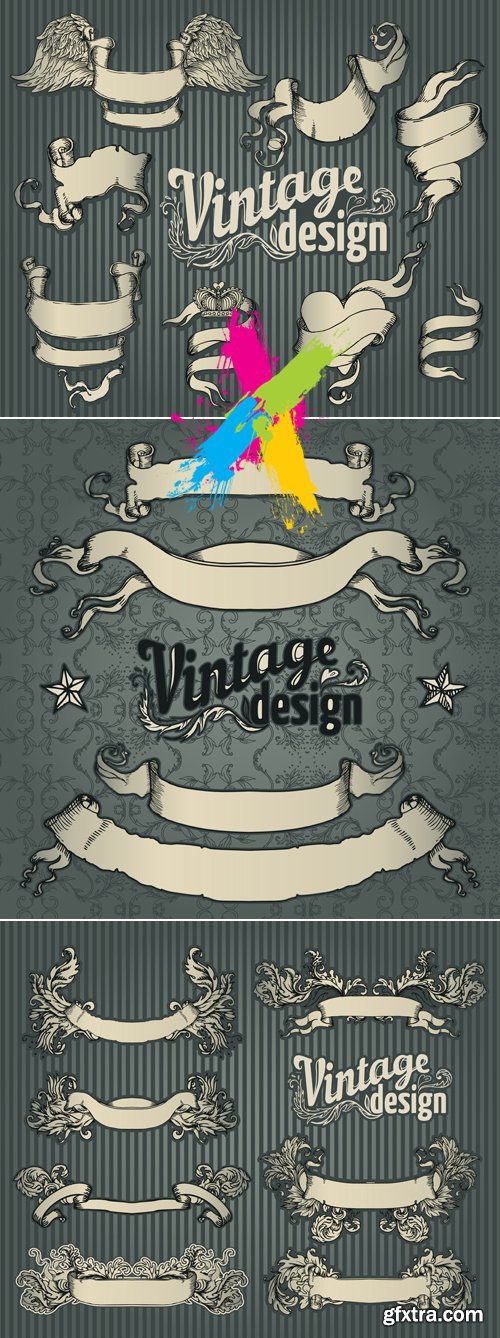 Vintage Ribbons Design Vector