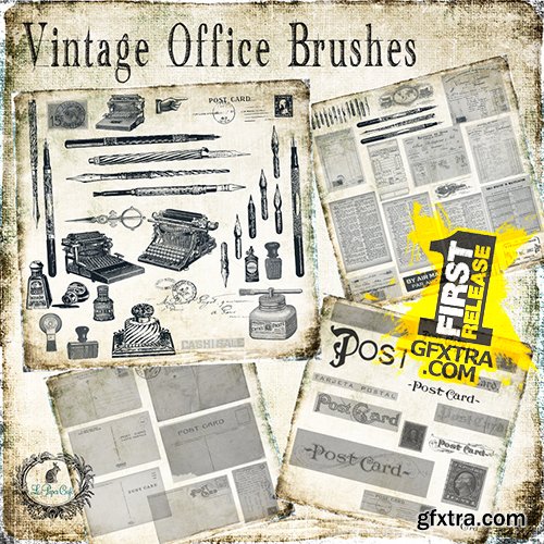 Vintage Office &amp; Postcard Brush Set, 71 .abr Brushes