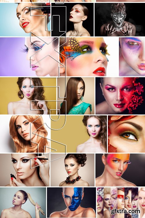 Stock Photos - Professional makeup beautiful girls, 25xJPG