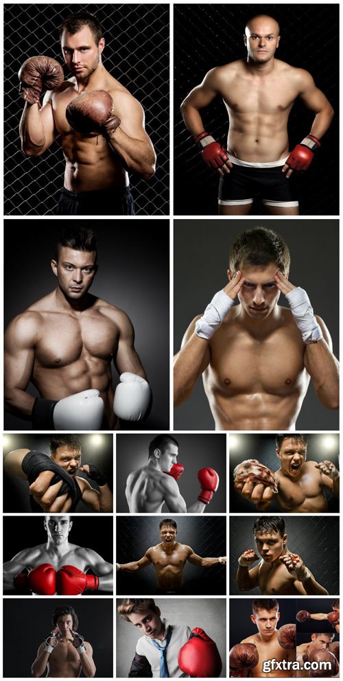 Boxing, male athletes - stock photos