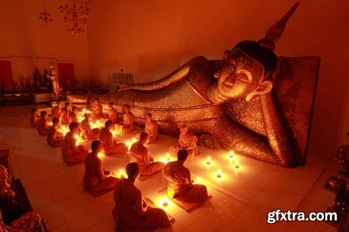 Collection of Buddhist monks in the temple and various backgrounds 25 HQ Jpeg