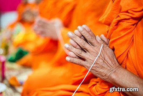 Collection of Buddhist monks in the temple and various backgrounds 25 HQ Jpeg