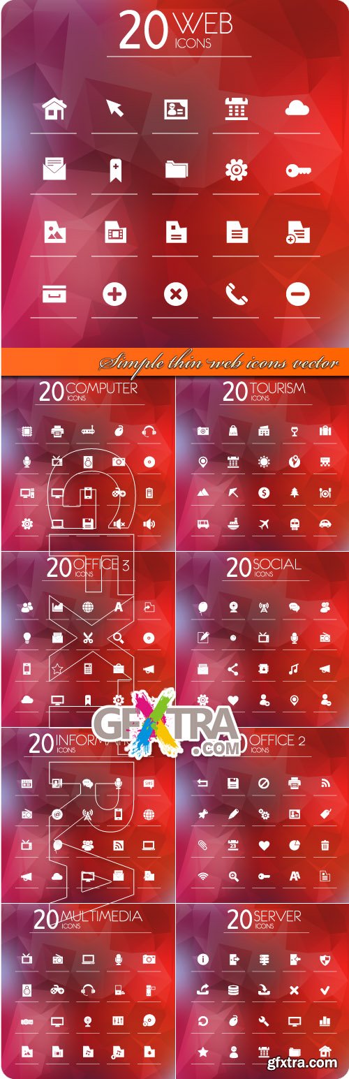 Simple thin web icons vector