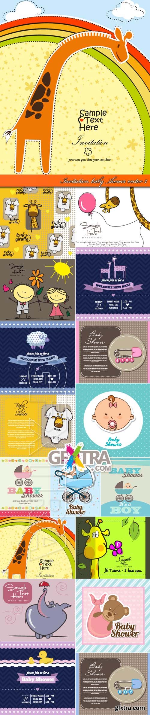 Invitation baby shower vector 2