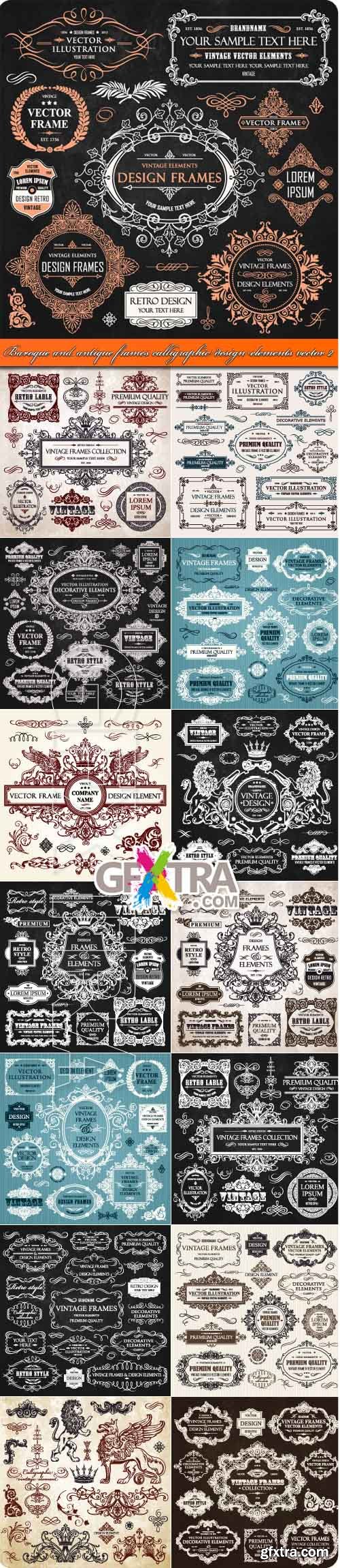 Baroque and antique frames calligraphic design elements vector 2