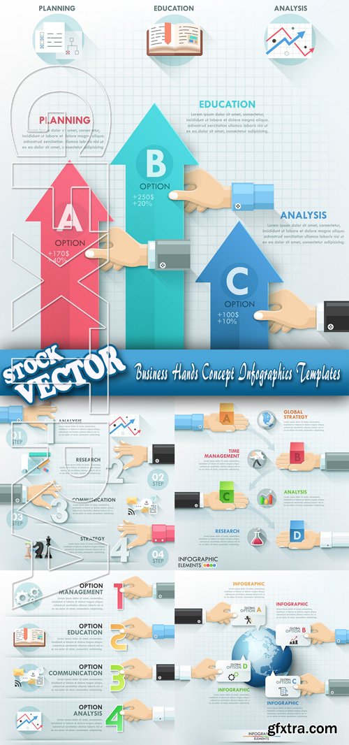 Stock Vector - Business Hands Concept Infographics Templates