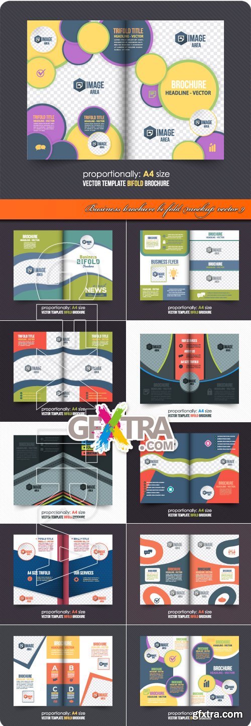 Business brochure bi-fold mockup vector 9