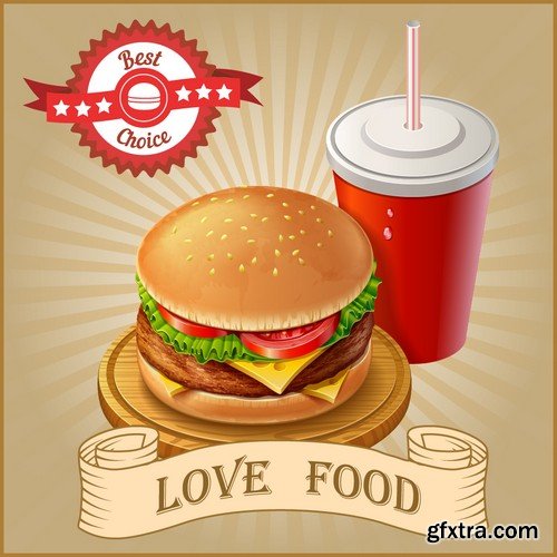 Stock Vectors - Fast Food 7, 25xEPS