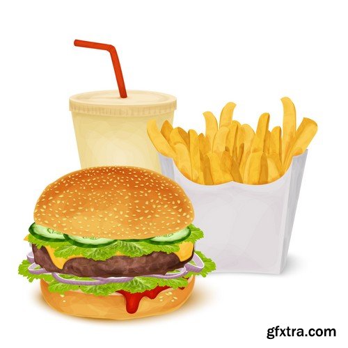 Stock Vectors - Fast Food 7, 25xEPS