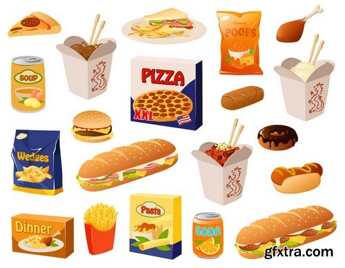 Stock Vectors - Fast Food 7, 25xEPS