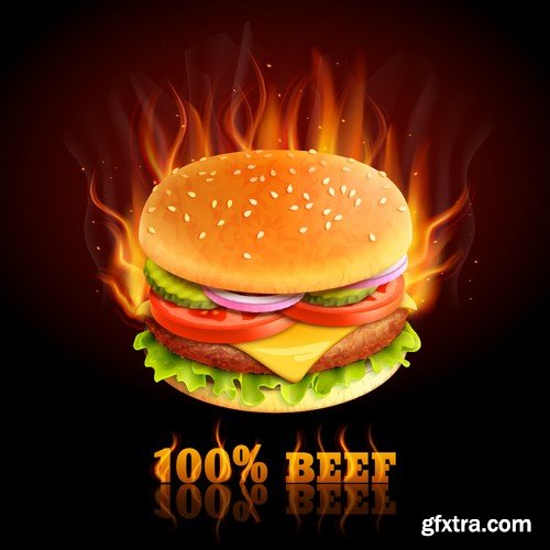 Stock Vectors - Fast Food 7, 25xEPS