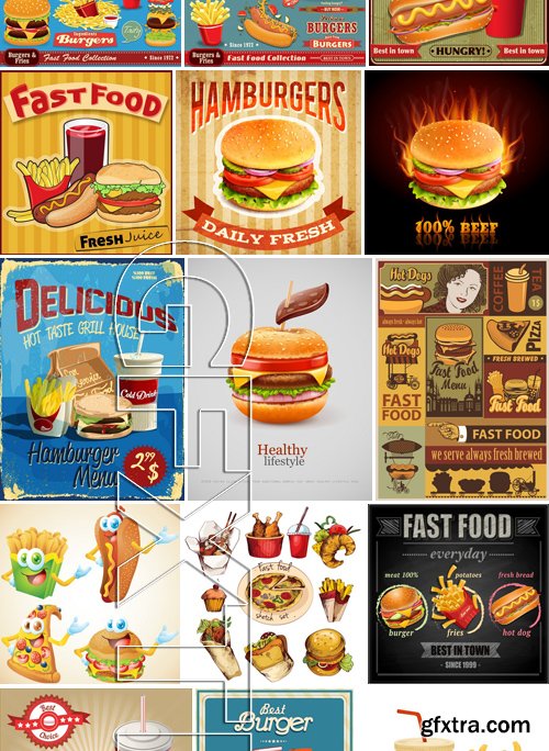 Stock Vectors - Fast Food 7, 25xEPS