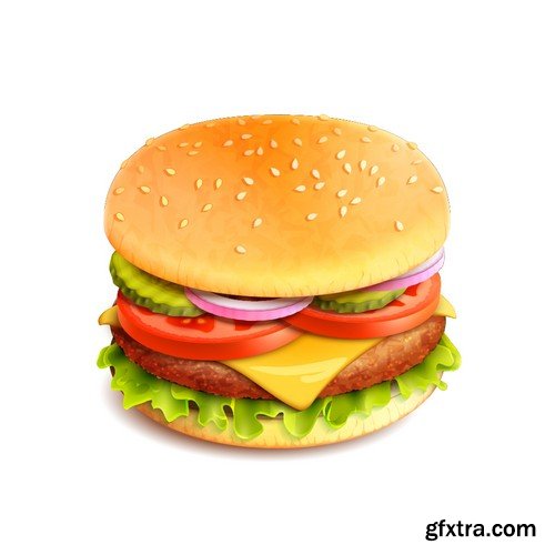 Stock Vectors - Fast Food 7, 25xEPS