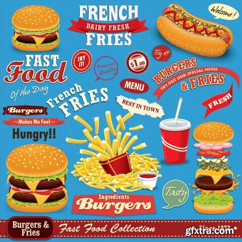 Stock Vectors - Fast Food 7, 25xEPS