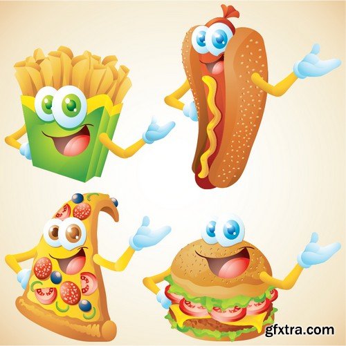 Stock Vectors - Fast Food 7, 25xEPS