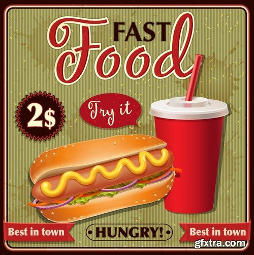 Stock Vectors - Fast Food 7, 25xEPS