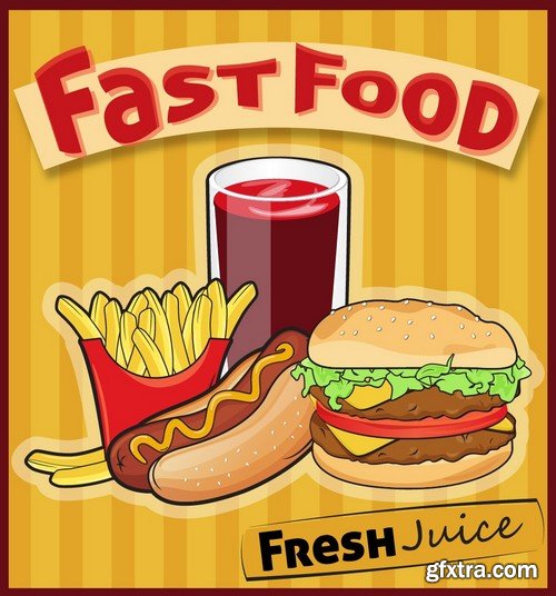 Stock Vectors - Fast Food 7, 25xEPS