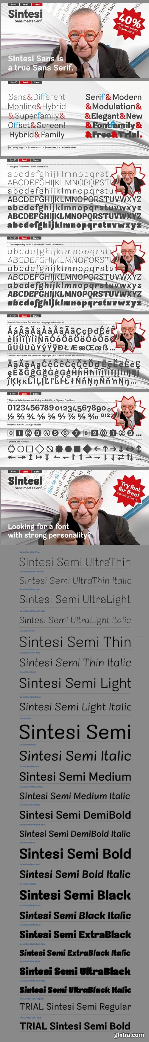 Sintesi Semi - Sans meets Serif 22xOTF $199