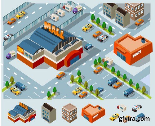 Stock Vector - Isometric City Map