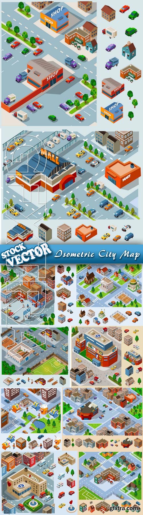 Stock Vector - Isometric City Map