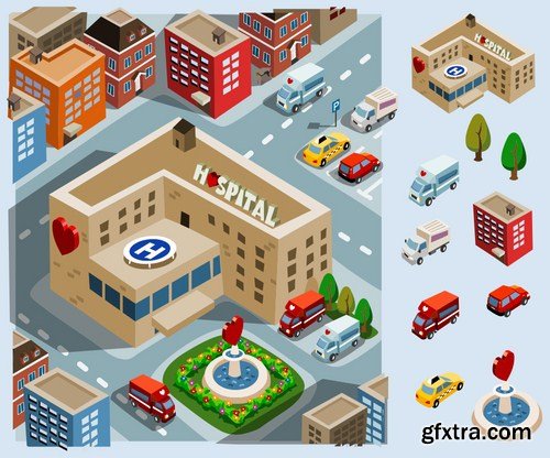 Stock Vector - Isometric City Map