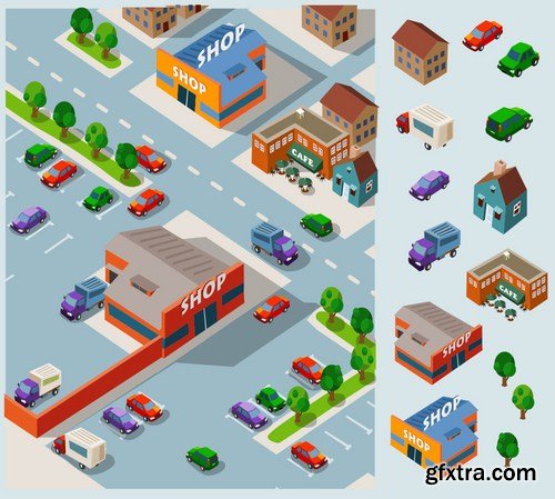 Stock Vector - Isometric City Map