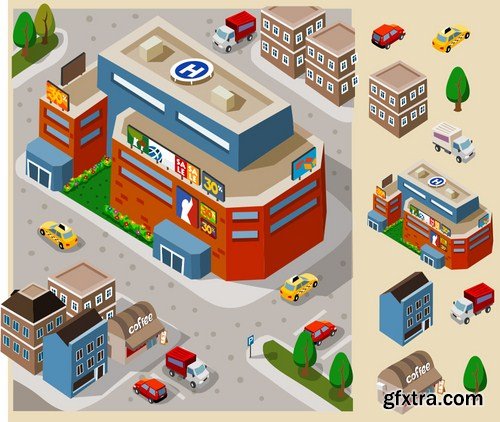 Stock Vector - Isometric City Map