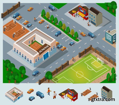 Stock Vector - Isometric City Map