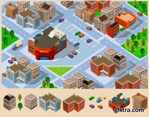 Stock Vector - Isometric City Map