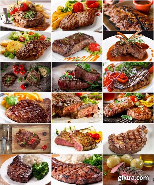 Collection of delicious steak grilled meat with spices 25 HQ Jpeg