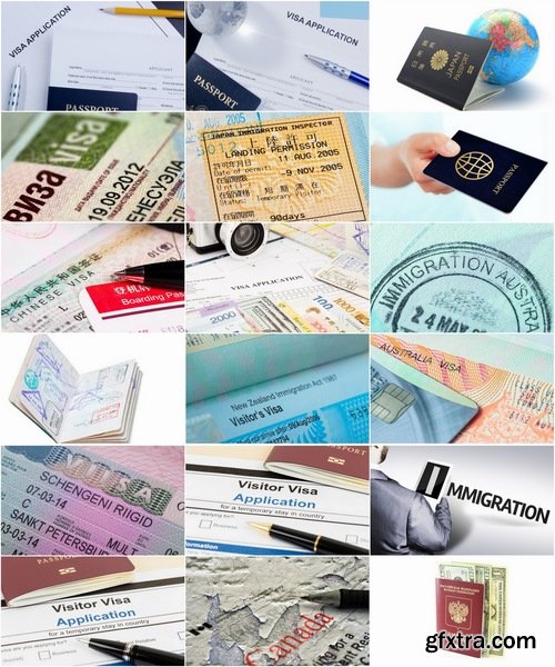 Collection of various immigration papers passport stamp on the intersection of the boundary of the territory 25 HQ Jpeg