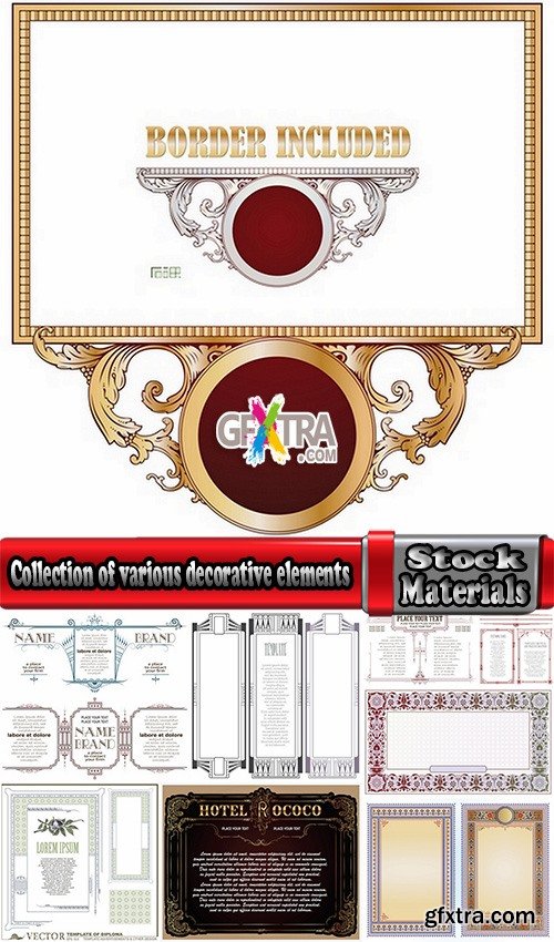 Collection of various decorative elements for design elements certificates and brochures 25 Eps