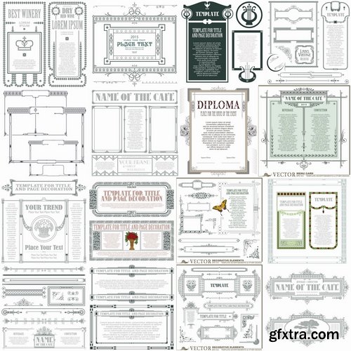 Collection of various decorative elements for design elements certificates and brochures 25 Eps