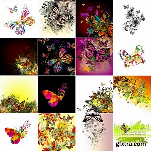 Collection of various natural bekgraund butterfly nature flora 25 Eps