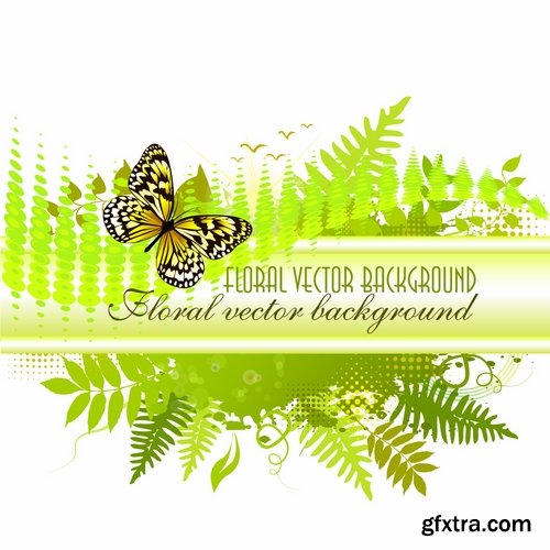 Collection of various natural bekgraund butterfly nature flora 25 Eps