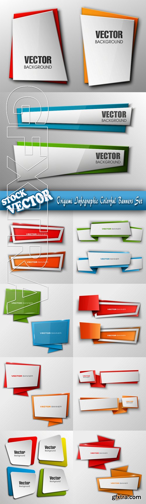 Stock Vector - Origami Infographic Colorful Banners Set